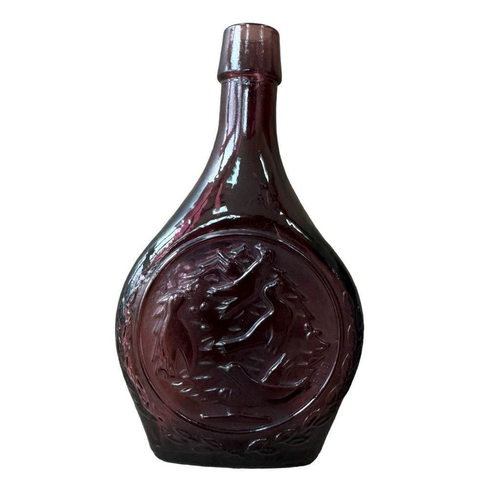 Vintage Glass Amethyst Seasons Greetings 1973 Commemorative Bottle decanter